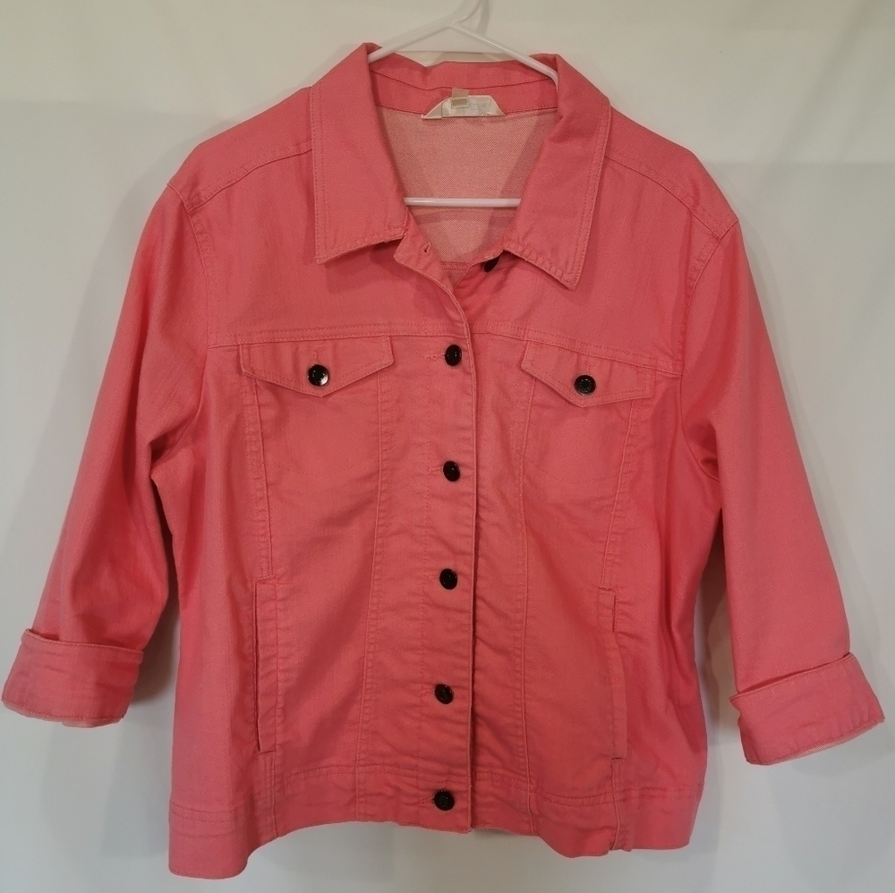 Tradition Tulip Pink 3/4 Sleeve Denim Jacket - Sz L